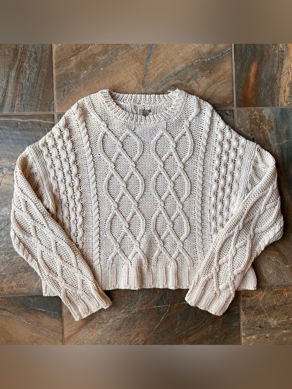 Charlotte Russe Cream Cable Knit Sweater Size Large Cozy Casual